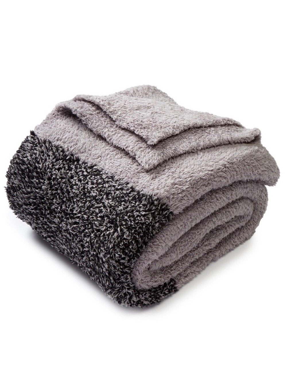Barefoot Dreams Cozy Two-Tone Plush Throw Blanket in Light Gray with Charcoal